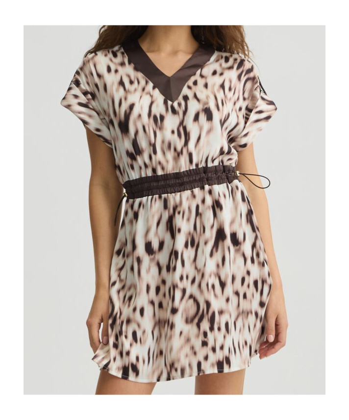 Liu •jo Animal Print V-neck Mini Dress In Animal Print