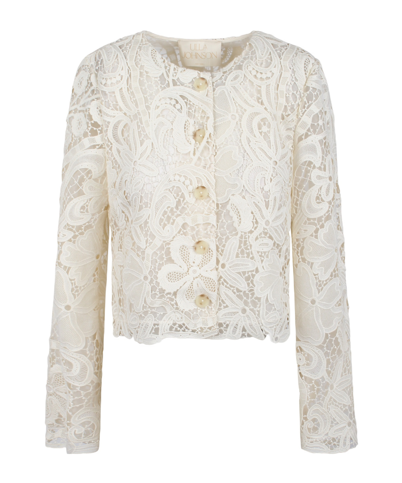 Ulla Johnson Caris Cropped Guipure Lace Jacket In White