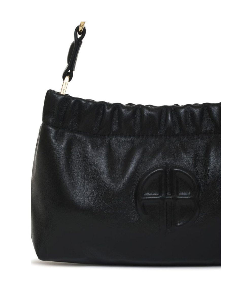 Shop Anine Bing Kate Logo Embossed Small Shoulder Bag In Black