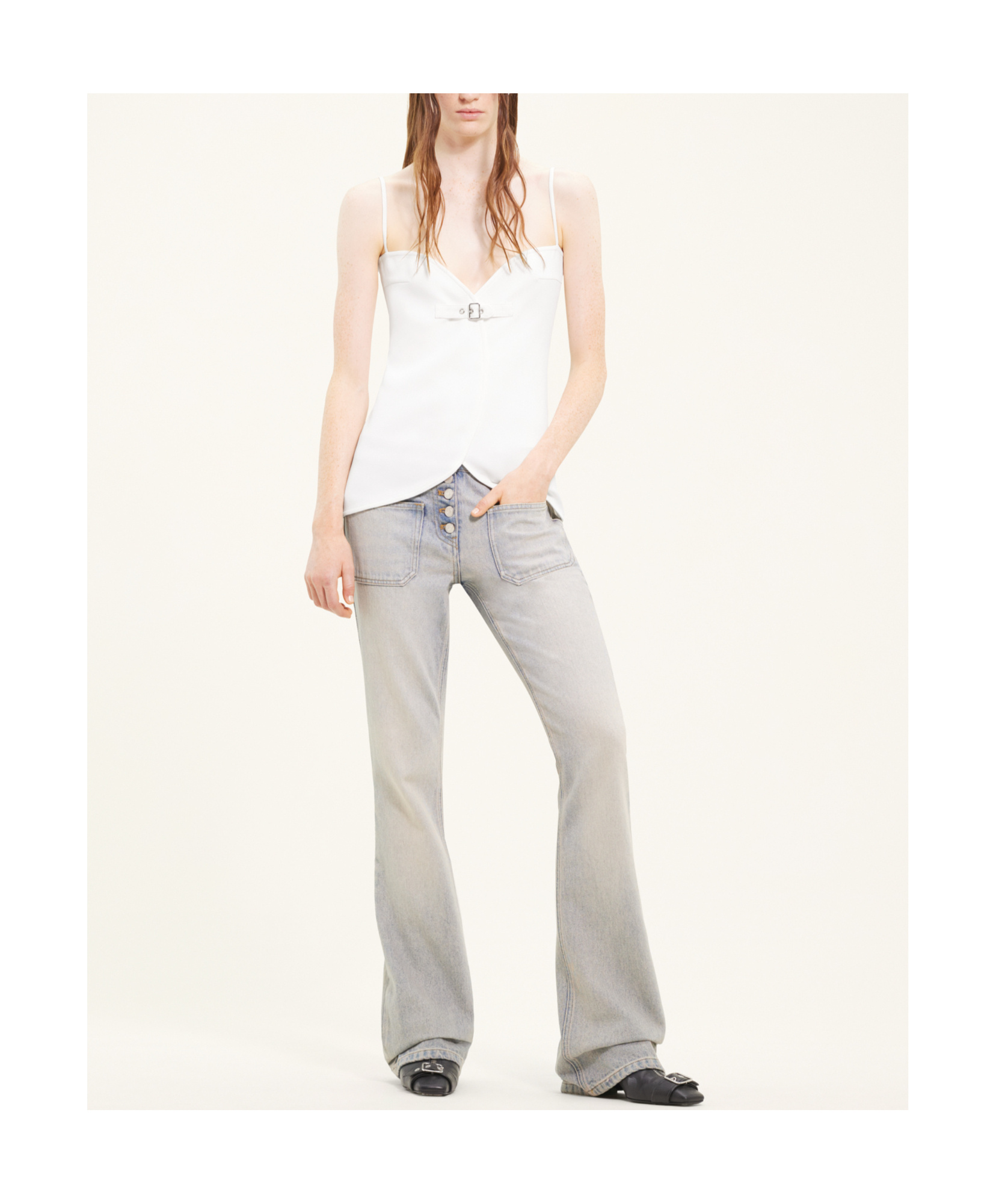 Courrèges Ellipse Buckle-appliqué Tank Top In White