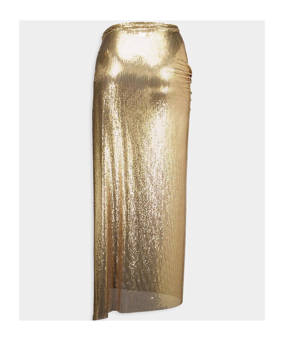 Rabanne Gathered-detail Mesh Skirt In Golden