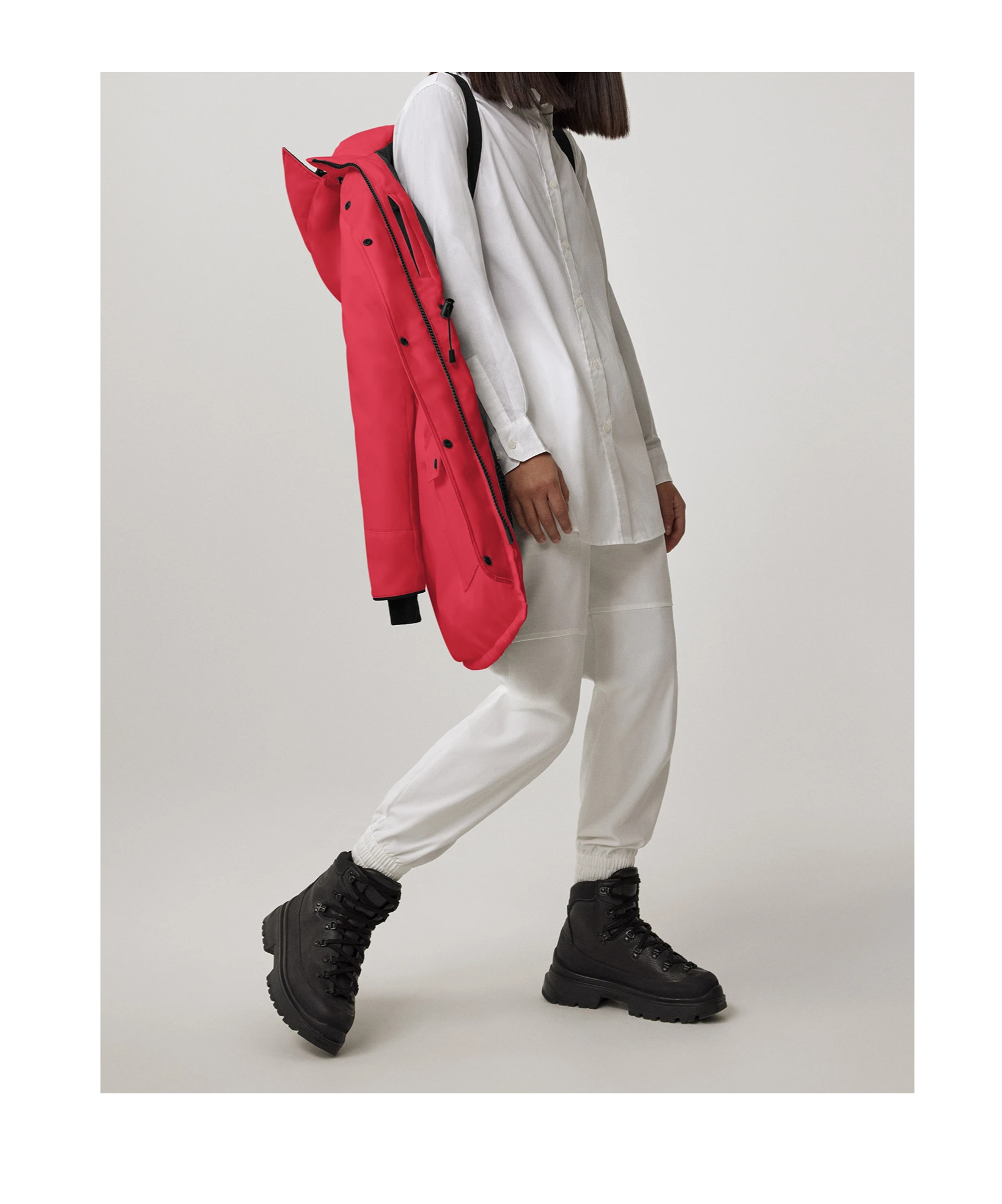 Canada Goose Logo-patch Zip-fastening Coat In Red