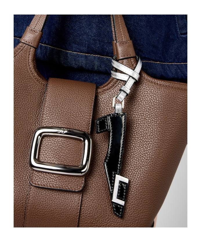 Roger Vivier Belle Vivier Bag Charm In Leather In Black
