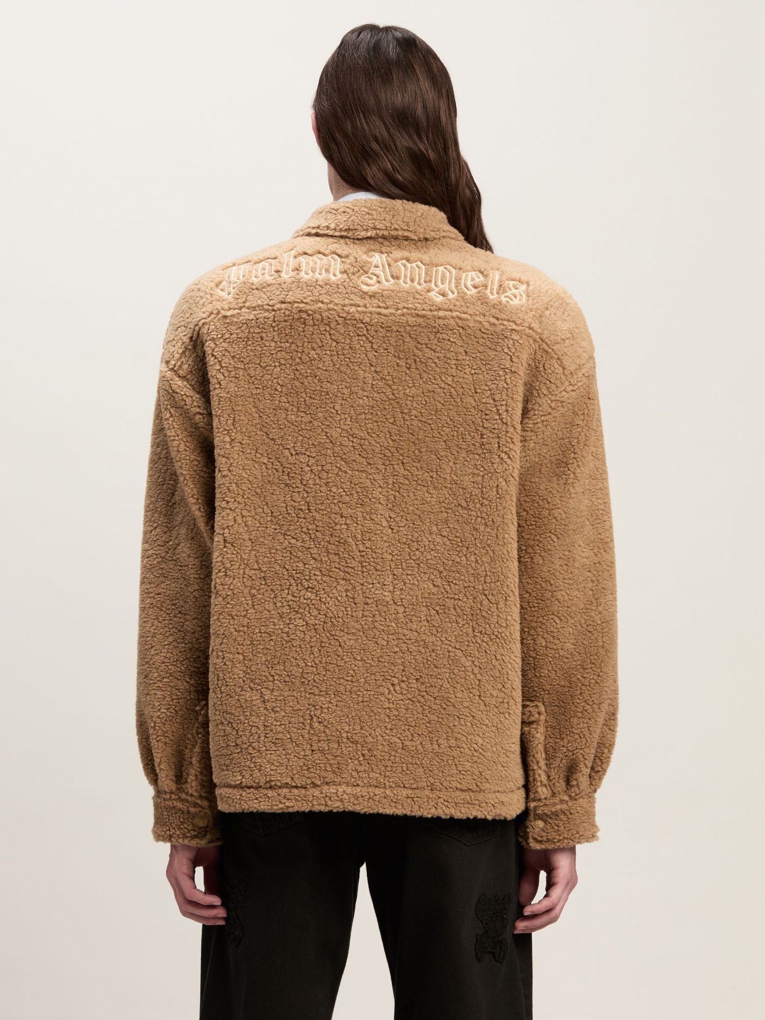 Palm Angels Camel Bear In Mind Overshirt In Brown