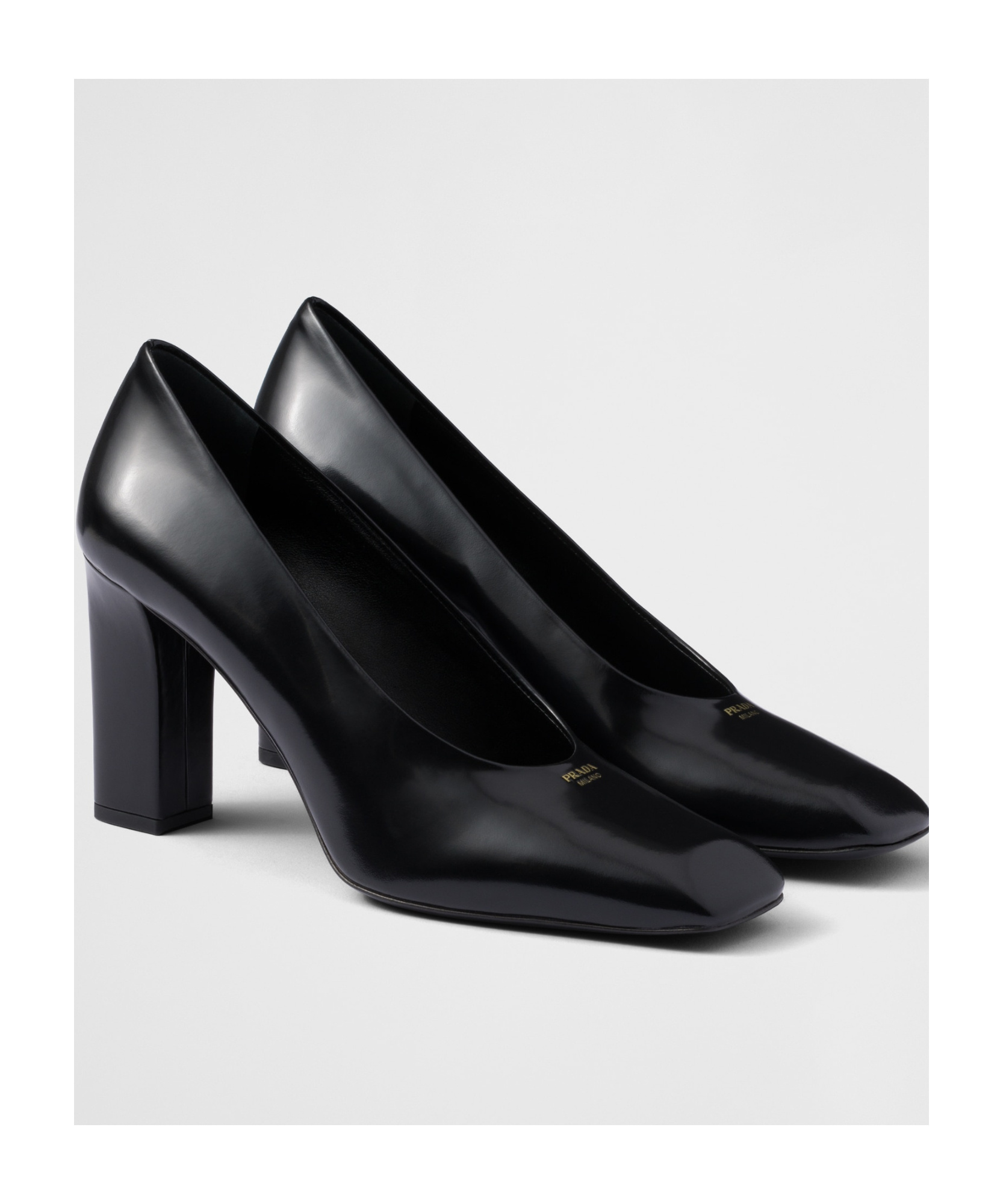 Prada Brushed Leather Pumps In Black