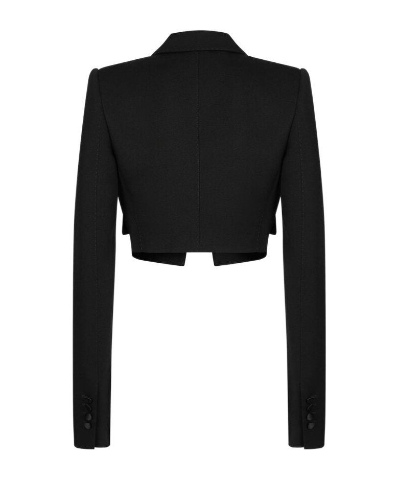 Dolce & Gabbana Single-breasted Wool Gabardine Spencer Tuxedo Jacket In Black