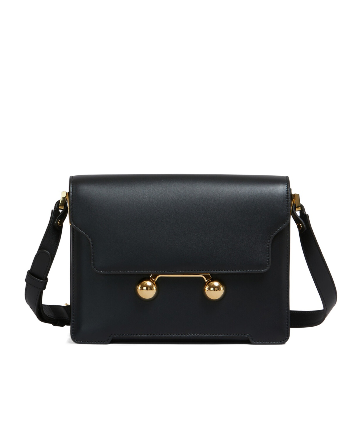 Marni Womens Black Trunkeroo Branded-hardware Leather Shoulder Bag In Black