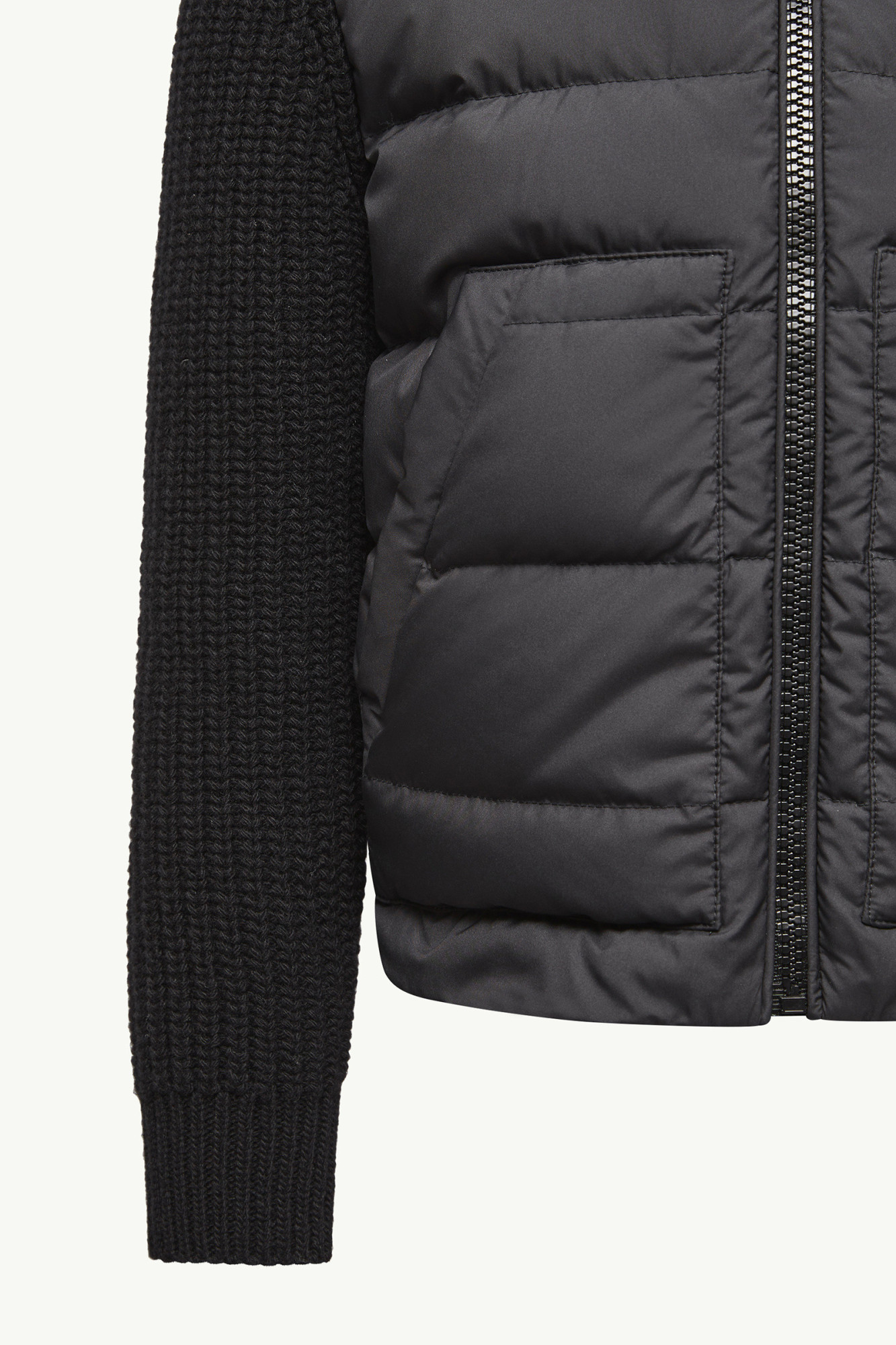 Moncler Padded Wool Zip-up Cardigan In Black