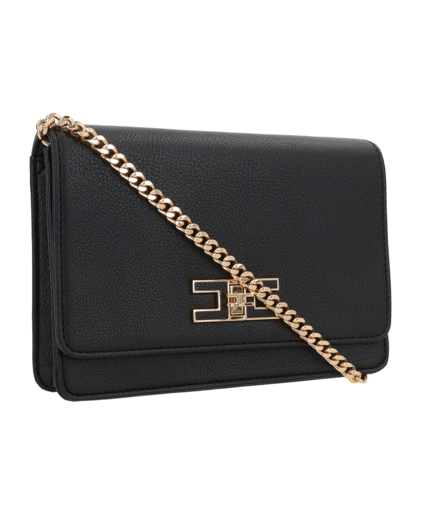Shop Elisabetta Franchi Groumette-chain Shoulder Bag In Black