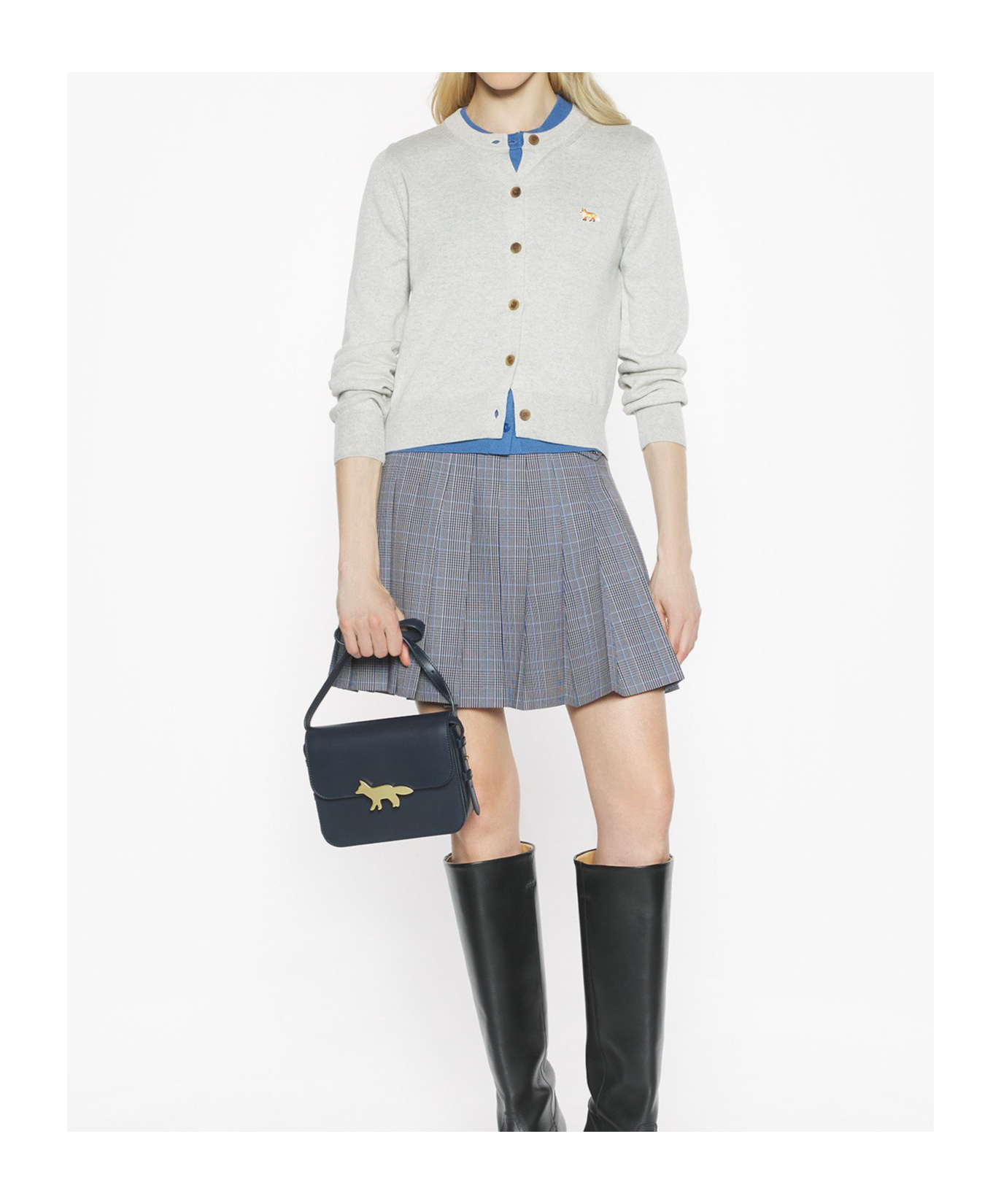Maison Kitsuné Gray Bold Fox Head Cardigan In Gray