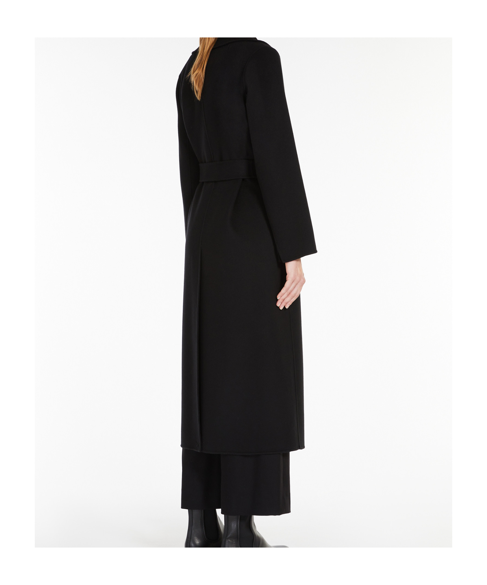 Max Mara Wool Broadcloth Midi Coat In Black