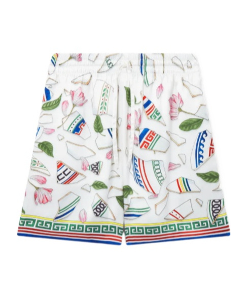 Casablanca Multicolor Pattern Silk Shorts In White
