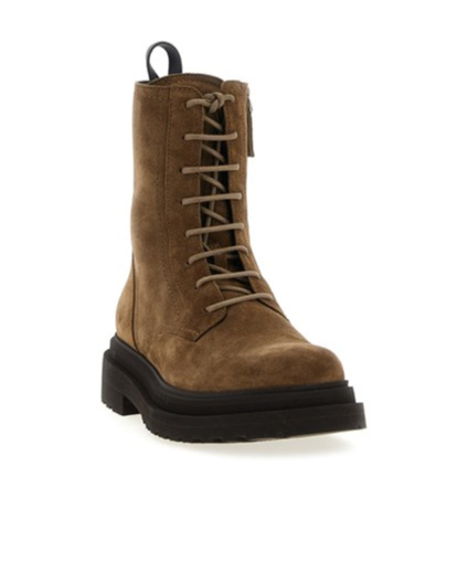Brunello Cucinelli Round Toe Ankle Boots In Brown