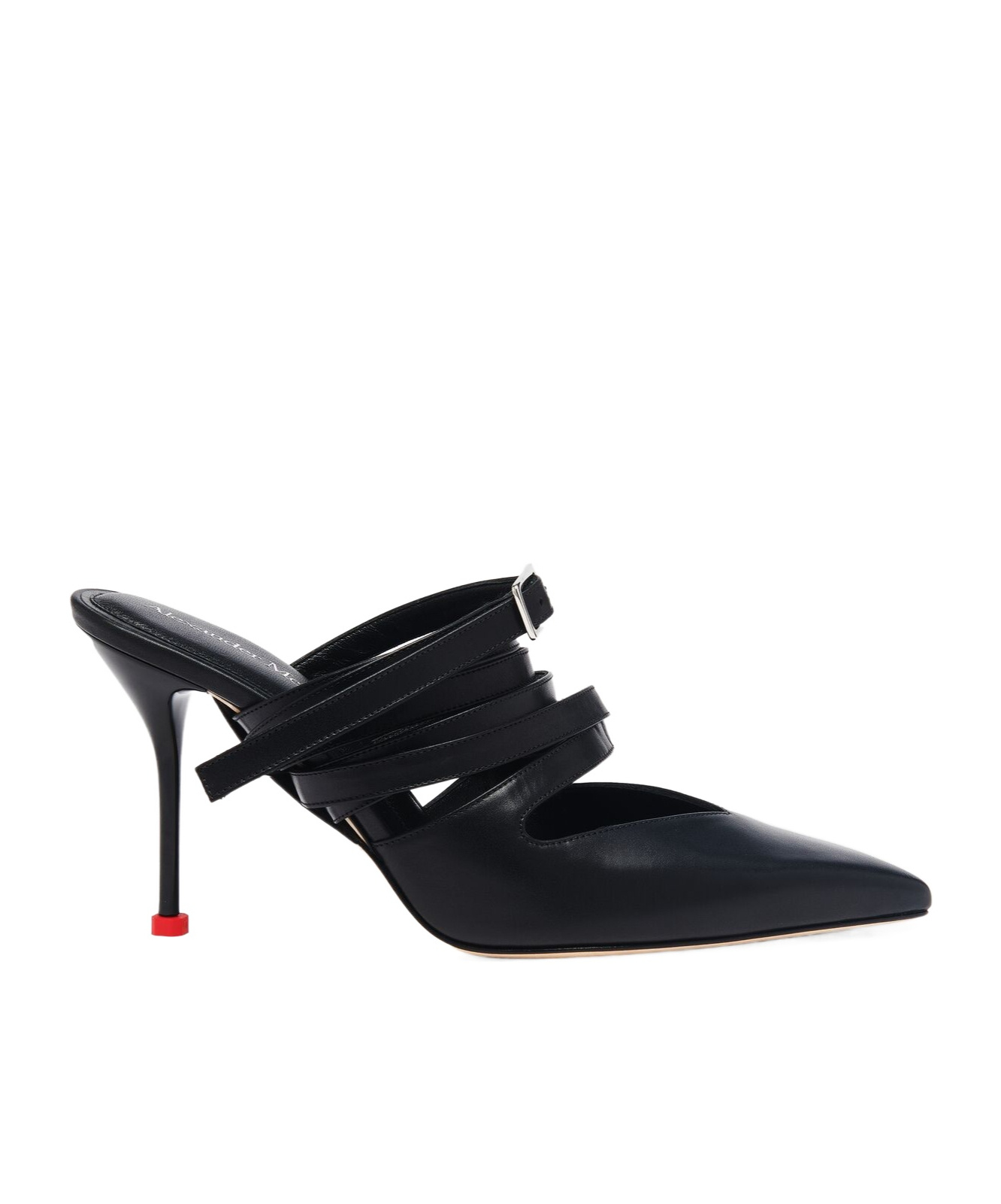 Shop Alexander Mcqueen 90mm Pointed-toe Leather Pumps In Black
