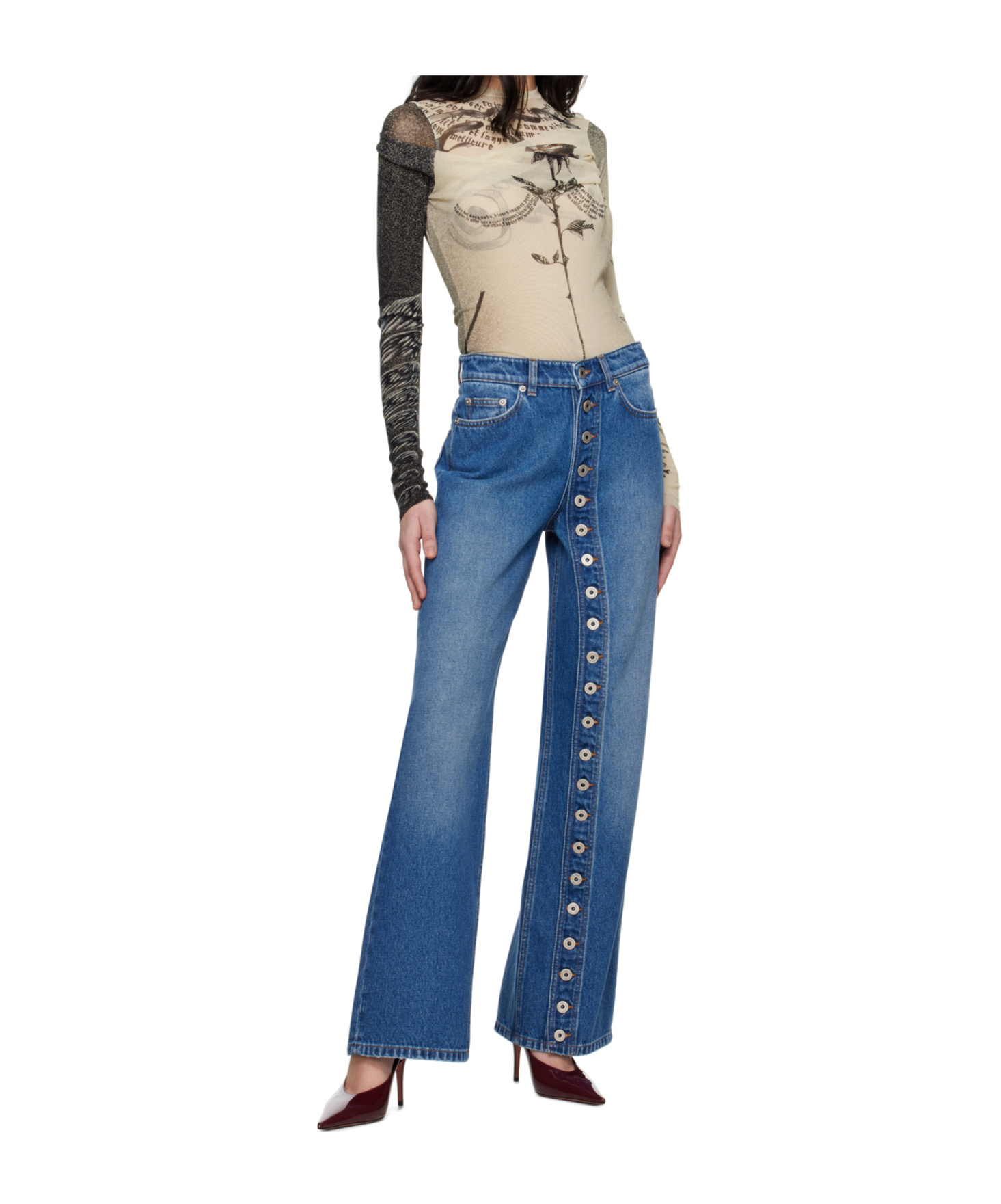 Jean Paul Gaultier Men Buttoned Denim Jeans In Blue