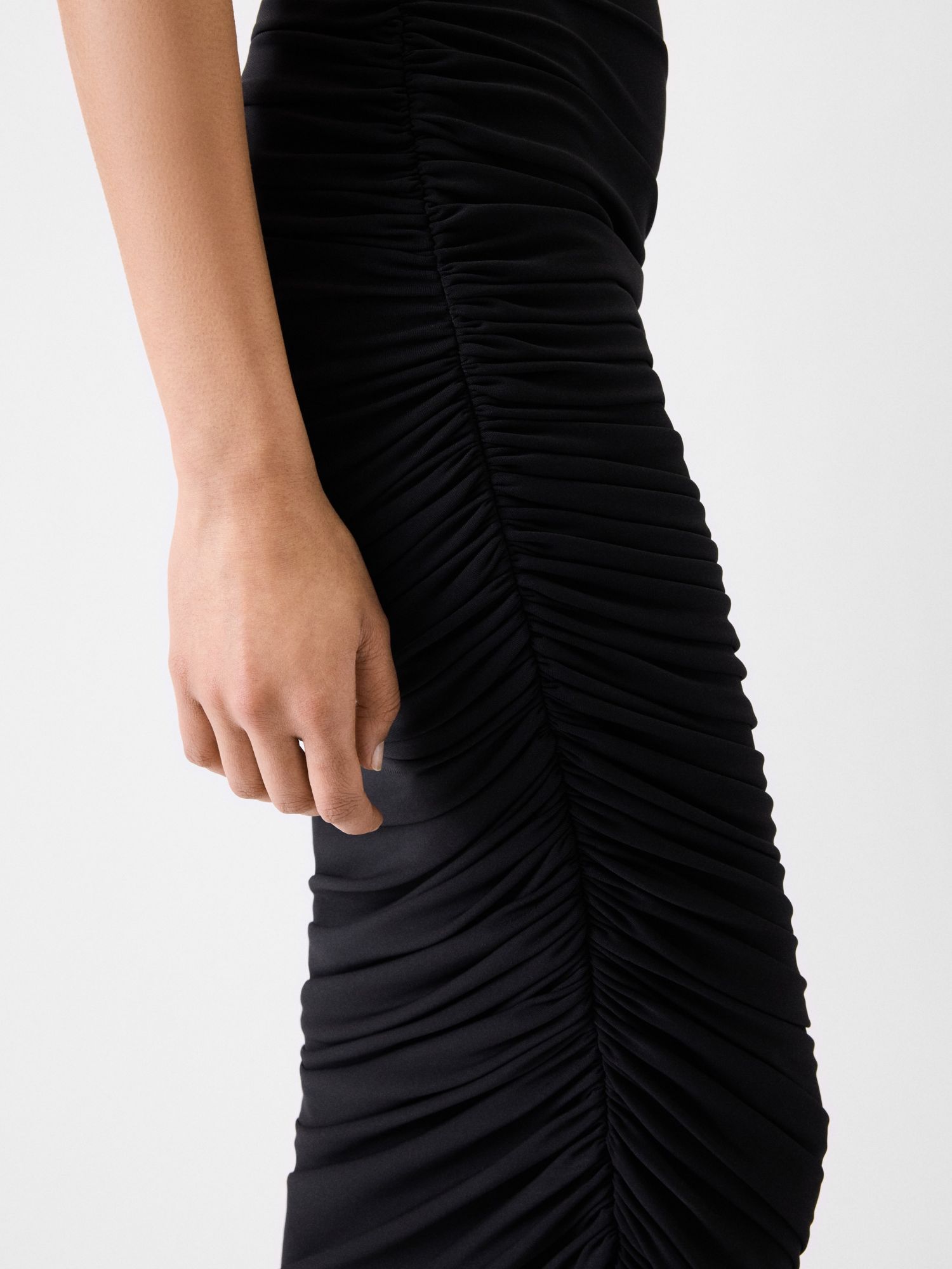 Jacquemus The Piazza Asymmetric Gathered Stretch-jersey Turtleneck Dress In Black