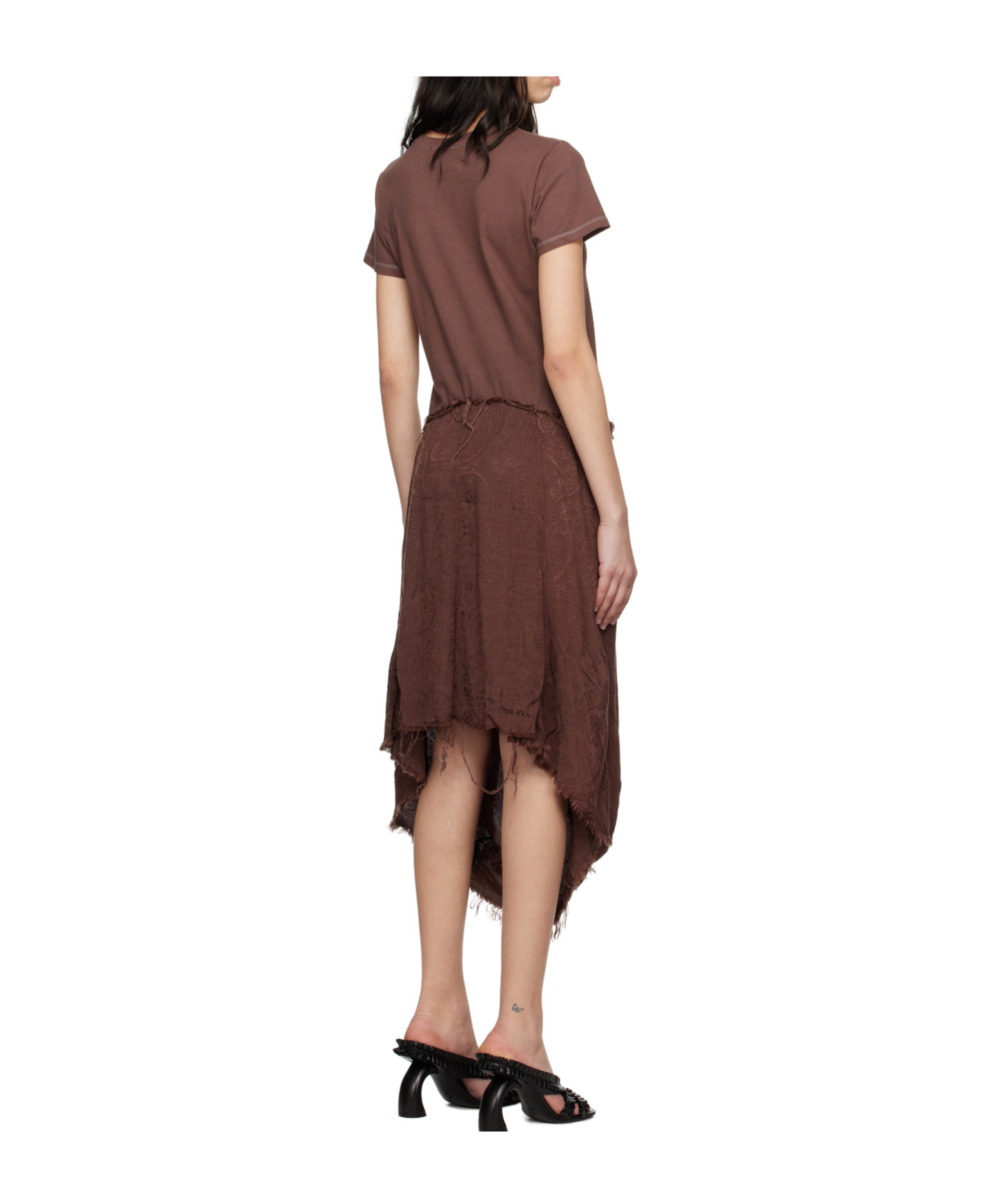 Edward Cuming Brown Droopy Tree Trunk Midi Dress In Brown