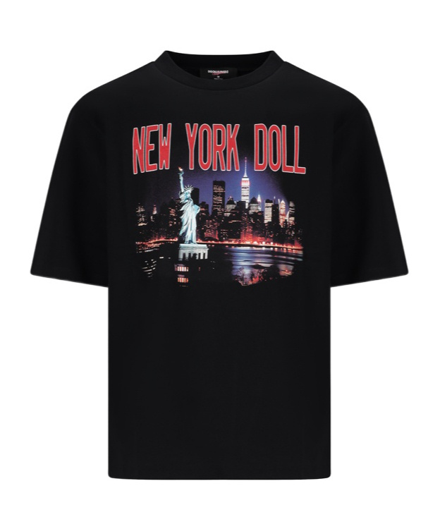 Dsquared2 Graphic Print Crew Neck Short Sleeve T-shirt In Black
