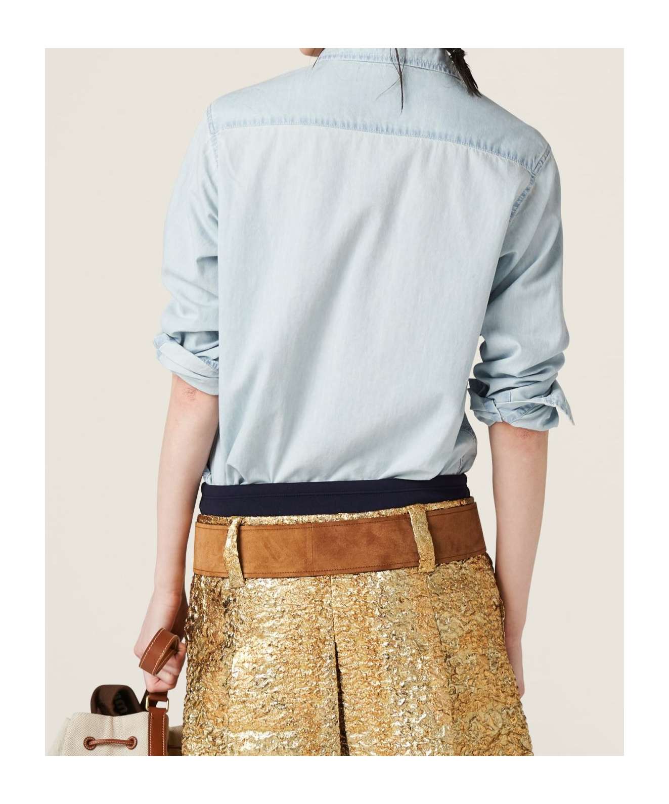 Miu Miu Menswear Chambray Button Down Shirt In Blue