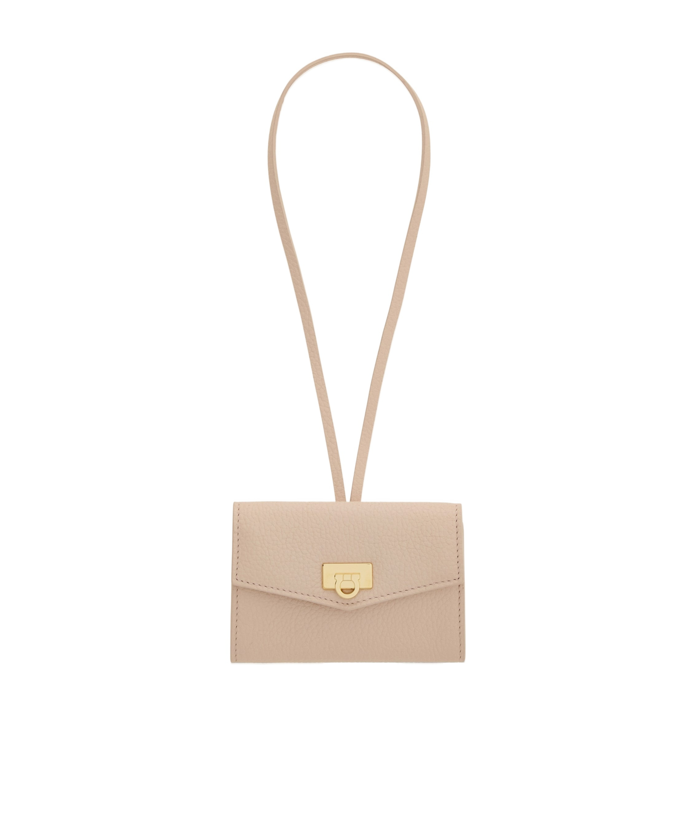 Ferragamo Gancini-buckle Calfskin Keyring In Neutral