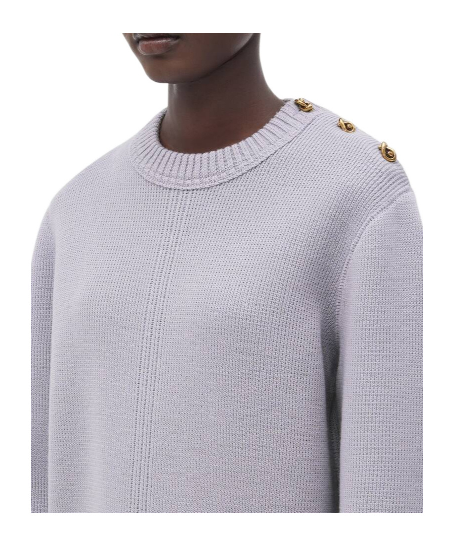 Bottega Veneta Round-neck Knitted Sweater In Gray