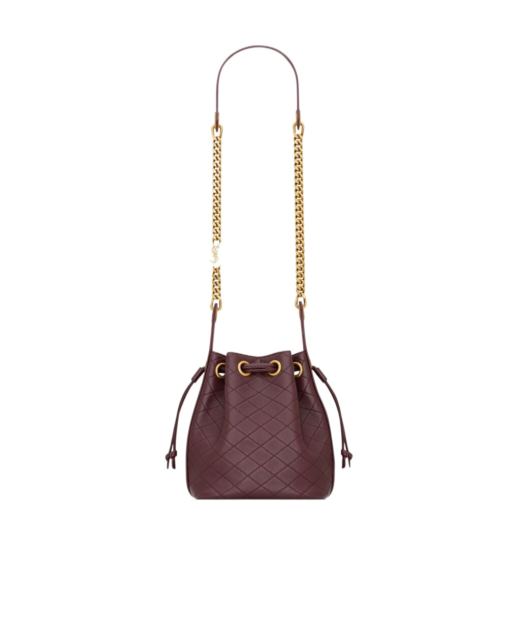Saint Laurent Cassandre Bucket Bag In Lambskin In Burgundy