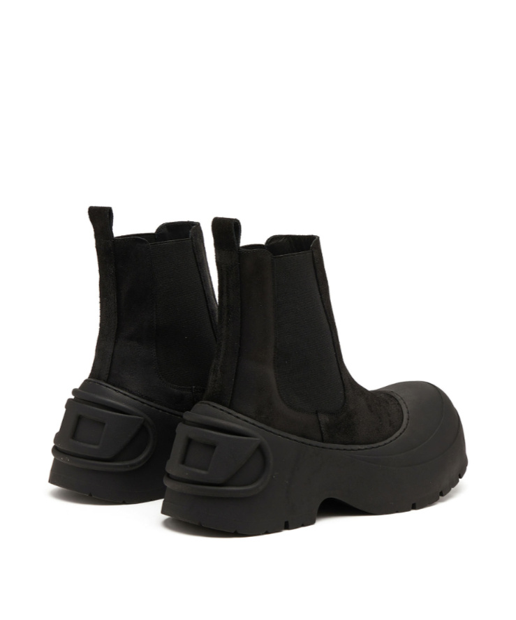 Diesel D-donald-chelsea Boots In Waxed Suede And Rubber In Black