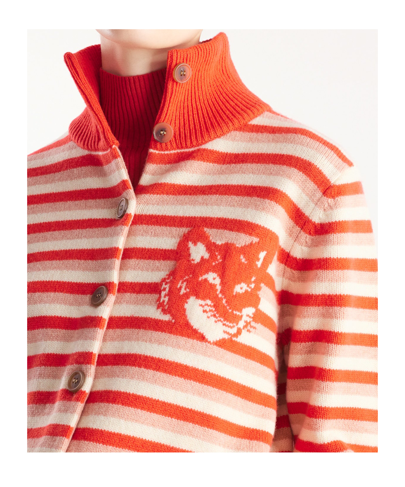 MAISON KITSUNÉ HIGH-NECKED LONG-SLEEVED CARDIGAN