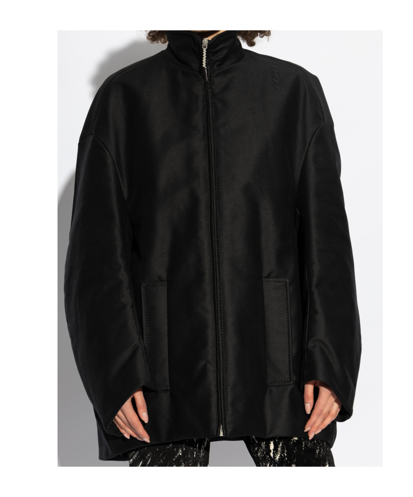 Marni Glove-sleeves Cotton Bomber Jacket In Black