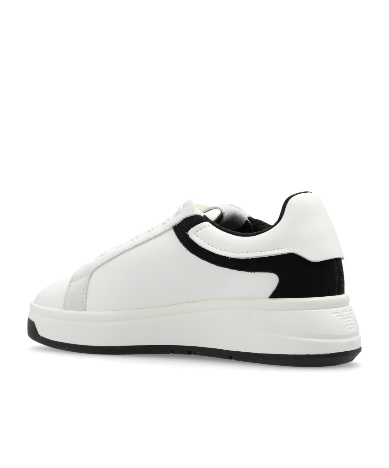 Emporio Armani Leather Sneakers With Eagle Plate In White