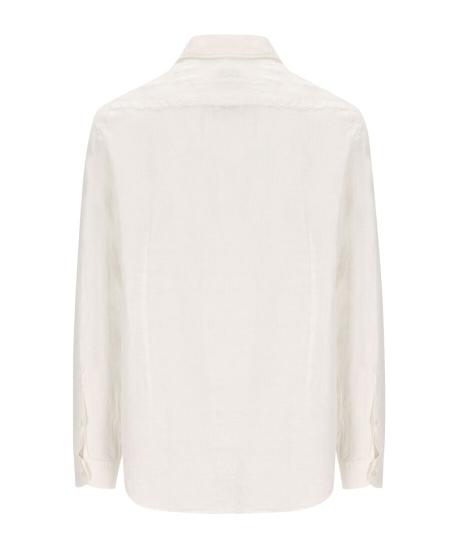 Fay Milky White Linen Shirt With Italian Made Regular Fit In White