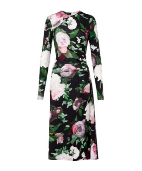 Erdem Draped Floral Midi Dress In Multi