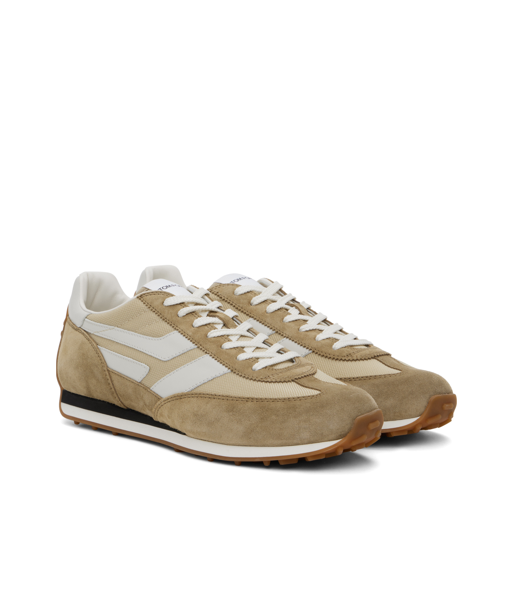 Tom Ford Round Toe Low-top Sneakers In Brown
