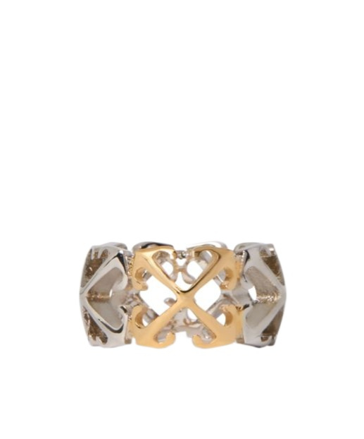Off-white Bicolor Arrow Chain Ring In Yellow
