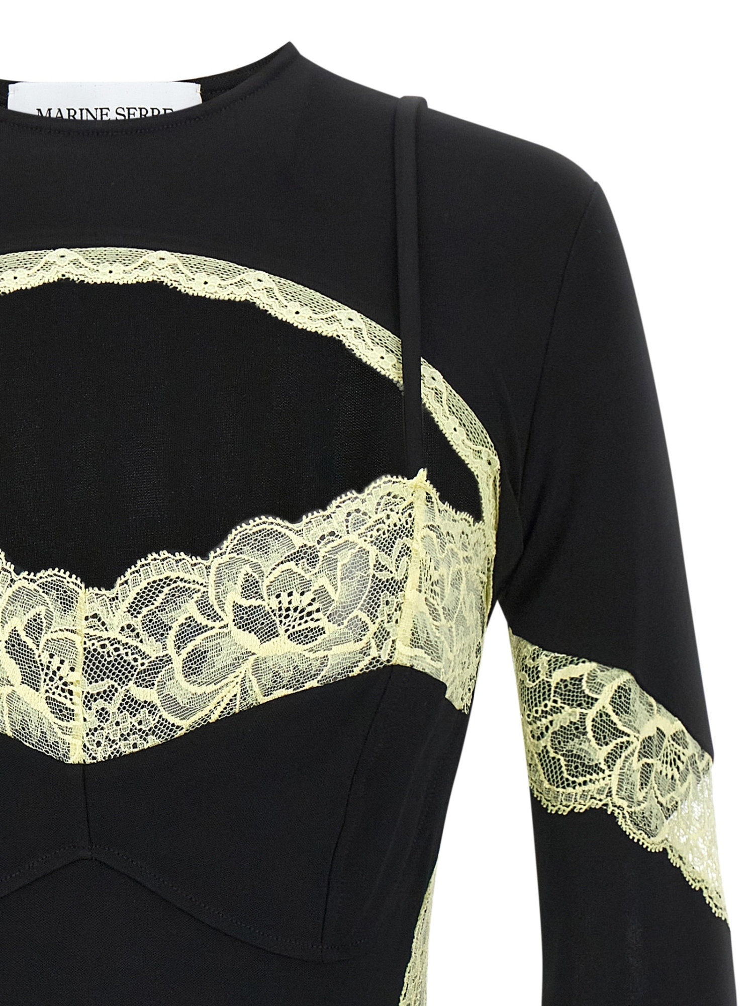 Marine Serre Illusion Effect Fitted Long Sleeve Top In Black