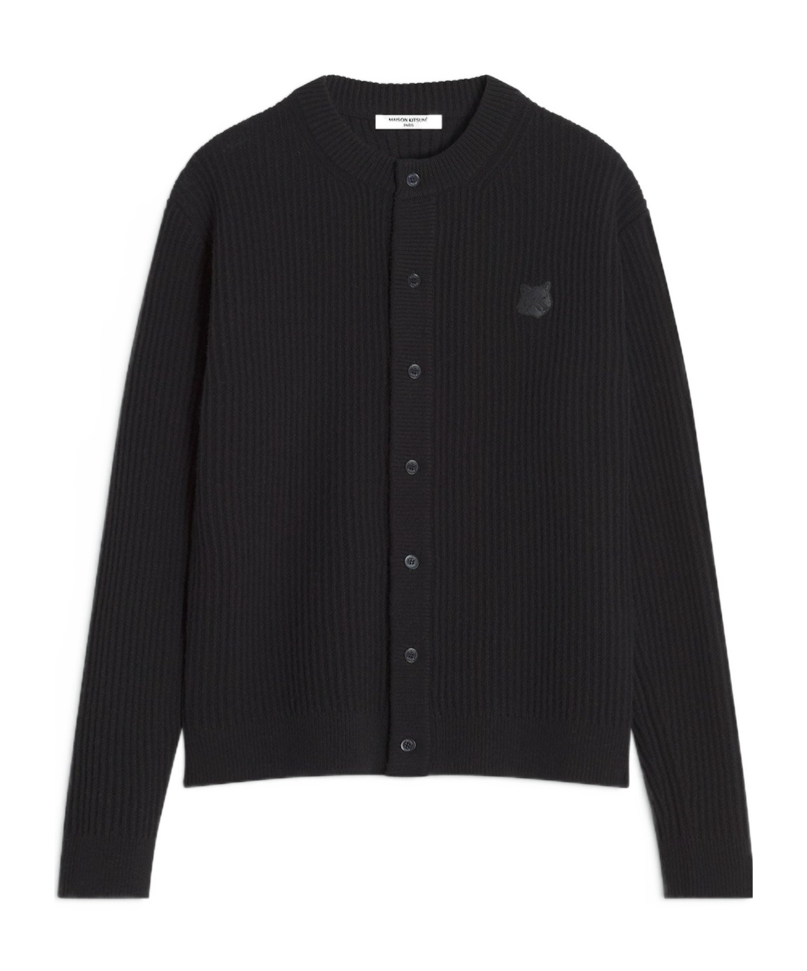 Maison Kitsuné Fox Head Wool Ribbed Cardigan Clothing In Black