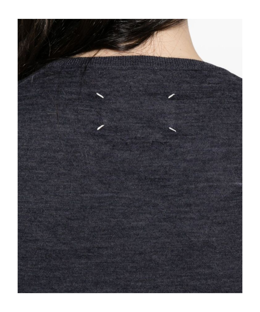 Maison Margiela Lightweight Wool Crewneck Long Sleeve Sweater In Black