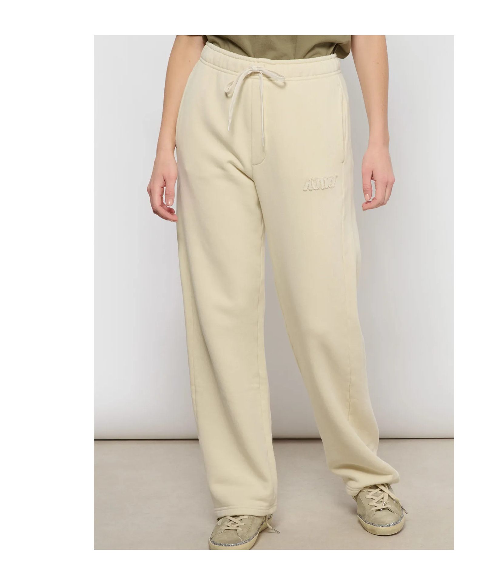 Autry Elastic Waist Casual Pants In Nude