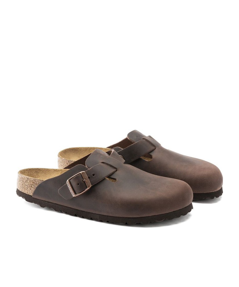 Birkenstock Boston Oiled Sabot In Habana Leather In Brown