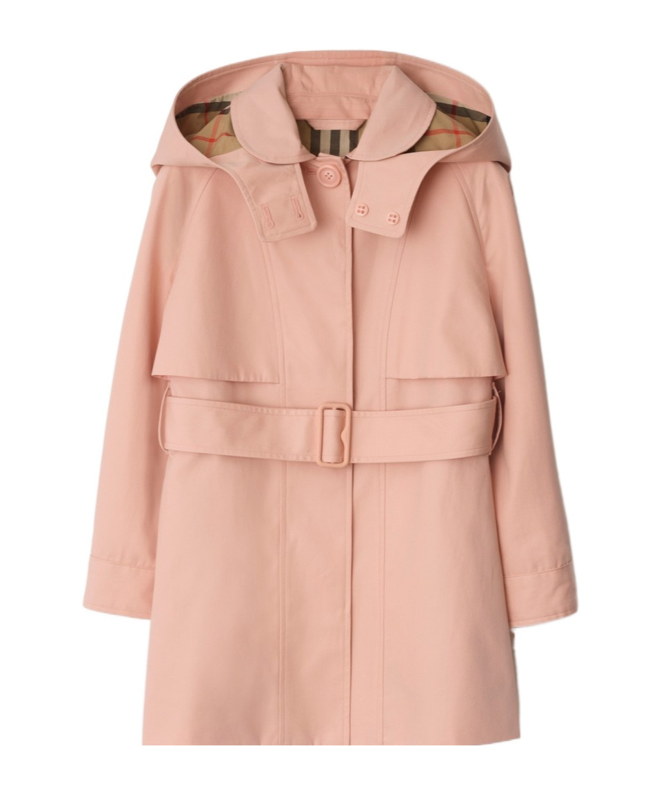Burberry Cotton Hooded Trench Coat In Pink