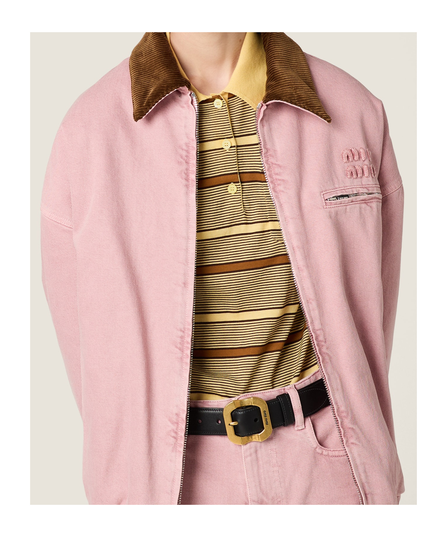 Miu Miu Padded Corduroy-collar Blouson In Pink