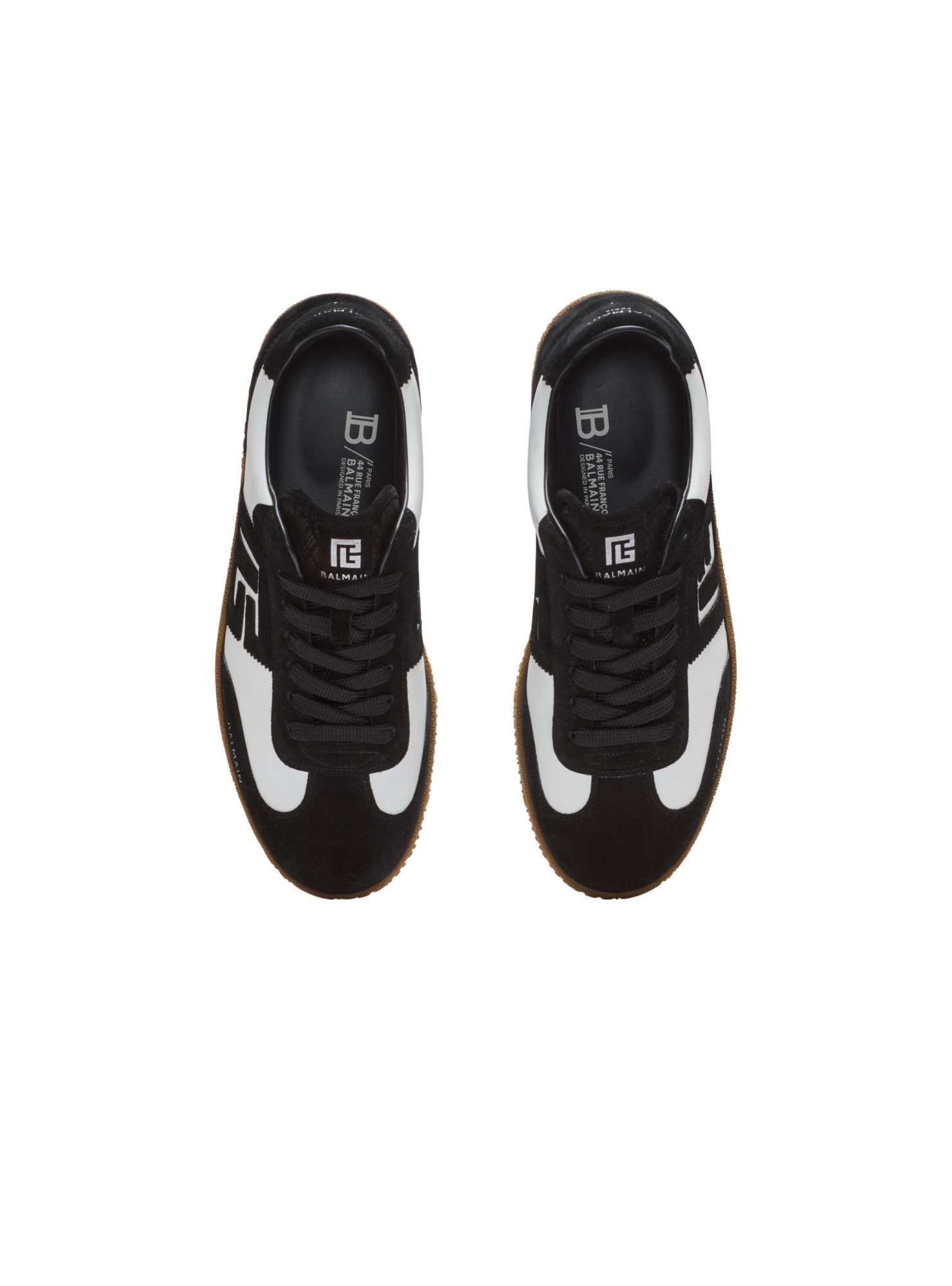 Balmain Swan Trainers In Calfskin And Suede In Black