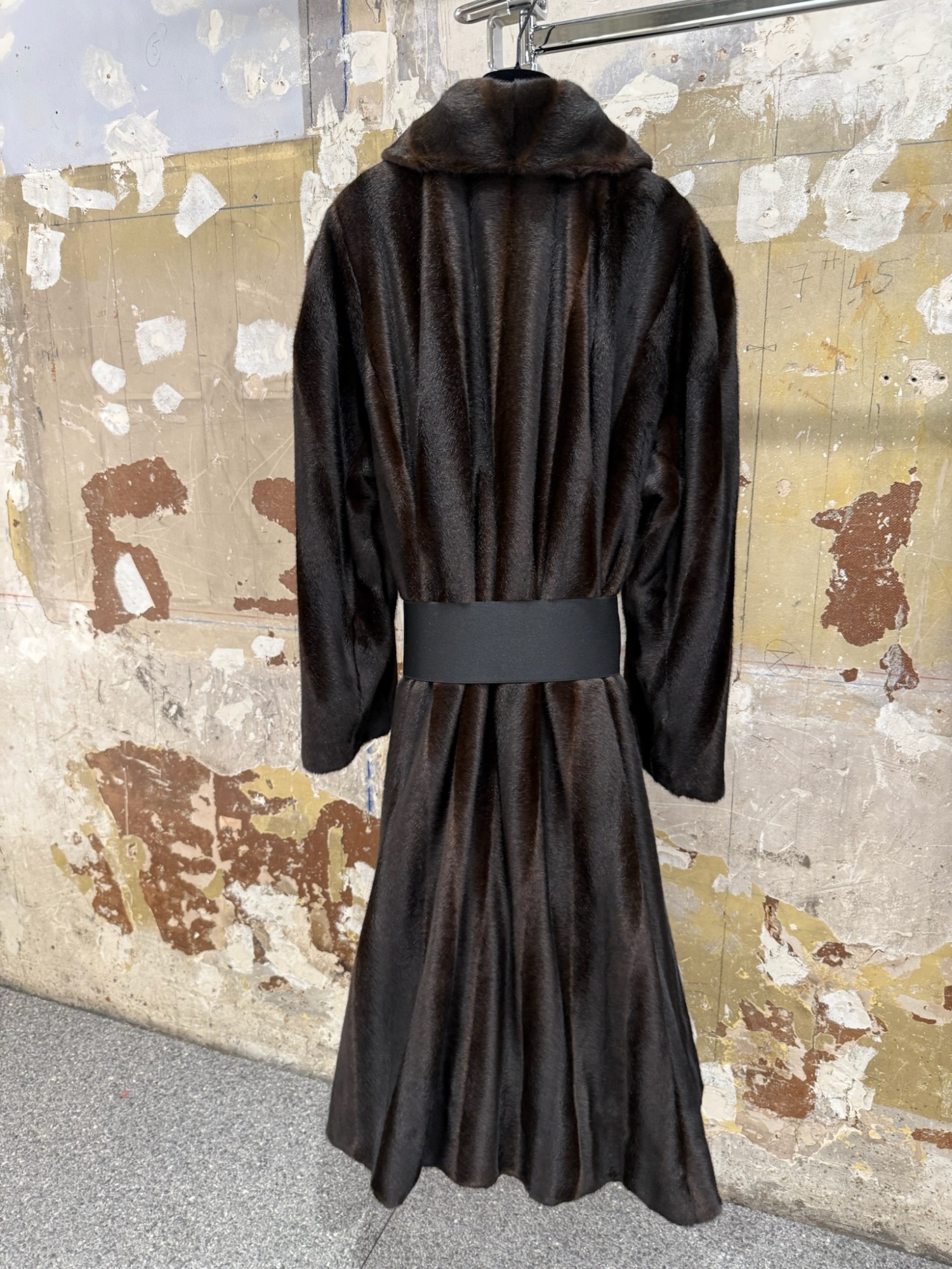 Balenciaga A-line Faux Fur Coat In Brown