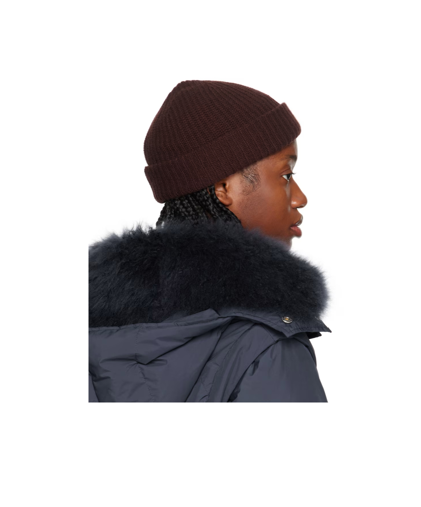 Yves Salomon Crimped Knitted Woolen Cap In Black