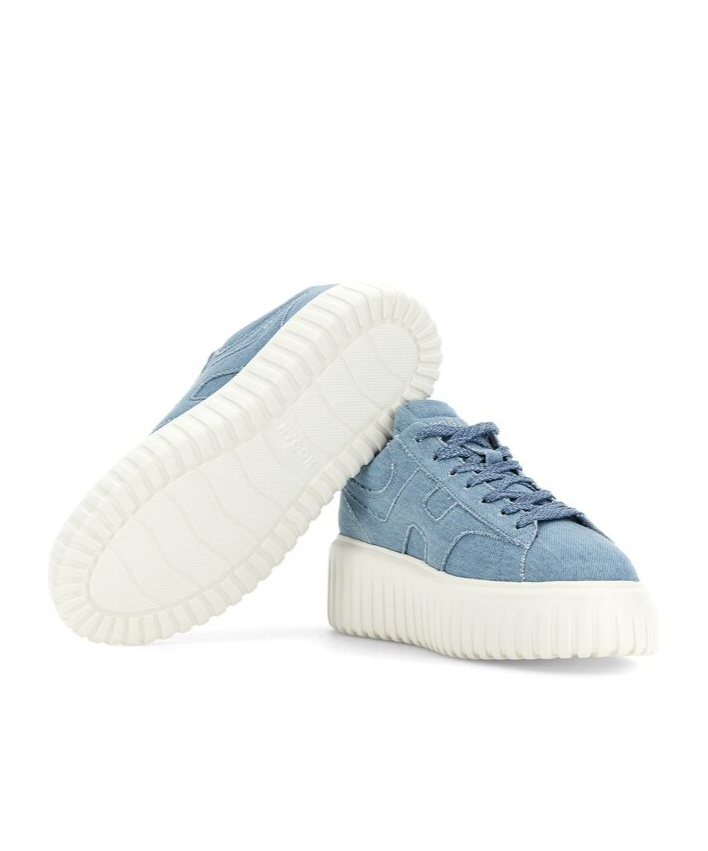 Hogan H Stripes Jeans Fabric Sneakers In Blue