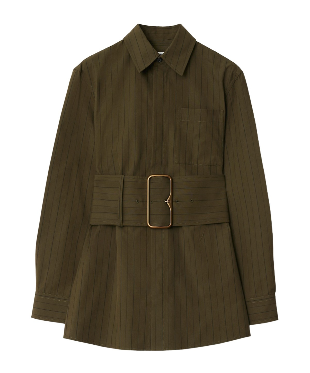 Burberry Regular Fit Striped Cotton Shirt In Green