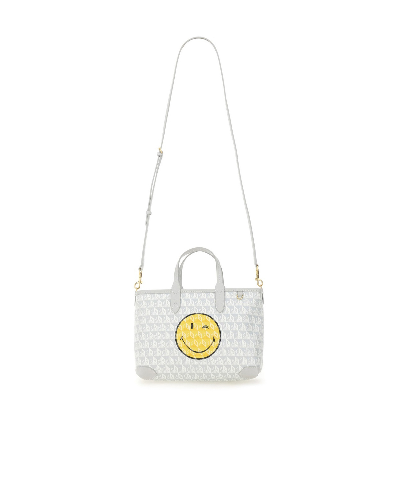 Anya Hindmarch Printed Canvas Xs I Am A Plastic Bag Handbag In White