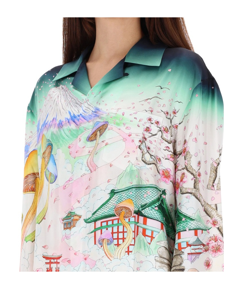 Casablanca Floral Design Long Sleeve Shirt In Green