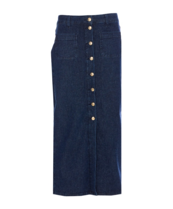 Liu •jo Button-down Denim Skirt In Blue