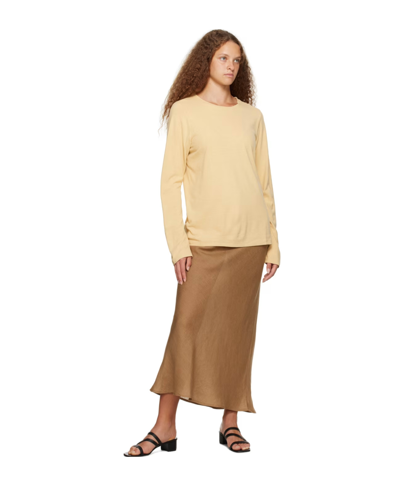 Baserange Round Collar And Long-sleeved T-shirt In Nude